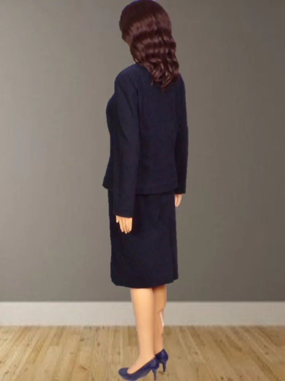 KARIN STEVENS size 10 black/silver dress with attached jacket polyester/spandex